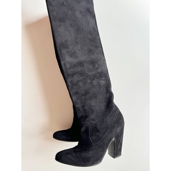 ULLA JOHNSON Sloane Black Suede Leather Tall Slouchy High Heel Boots, Size 35 - Picture 5 of 14